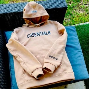 Essentials hoodie, cream, size M, unisex.